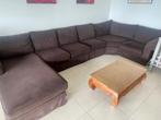 Fauteuil daim brun en coin, Ophalen, 125 tot 150 cm, 125 cm of meer, Zo goed als nieuw