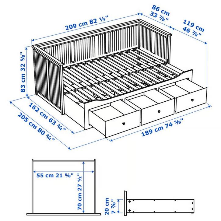 Lit banquette blanc 80x200cm, convertible en 2 lits 160x200, Huis en Inrichting, Slaapkamer | Bedden, Gebruikt, Tweepersoons, 200 cm