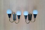 Set van 2 vintage wandlampen, Ophalen, Gebruikt, Glas, Vintage jaren 1950