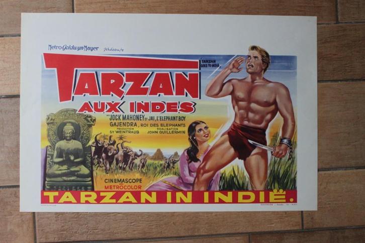 filmaffiche Tarzan Goes To India 1962 filmposter, Verzamelen, Posters, Zo goed als nieuw, Film en Tv, A1 t/m A3, Rechthoekig Liggend