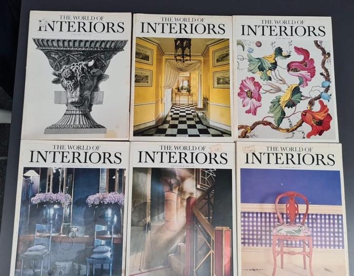 Vintage maandblad The world of interiors, 1986, 6 stuks, Boeken, Kunst en Cultuur | Architectuur, Gelezen, Architectuur algemeen