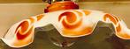 Abat-jour de plafond verre opale orange vintage « art déco », Enlèvement ou Envoi