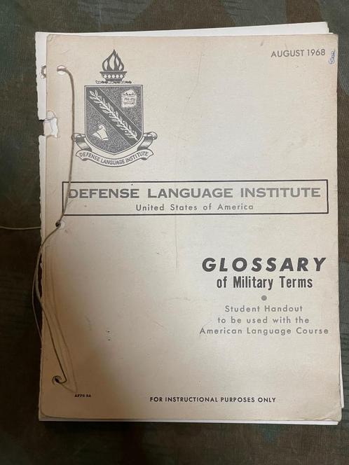 USA - Militair reglement - Glossery of military Terms -1968, Verzamelen, Militaria | Algemeen, Ophalen of Verzenden