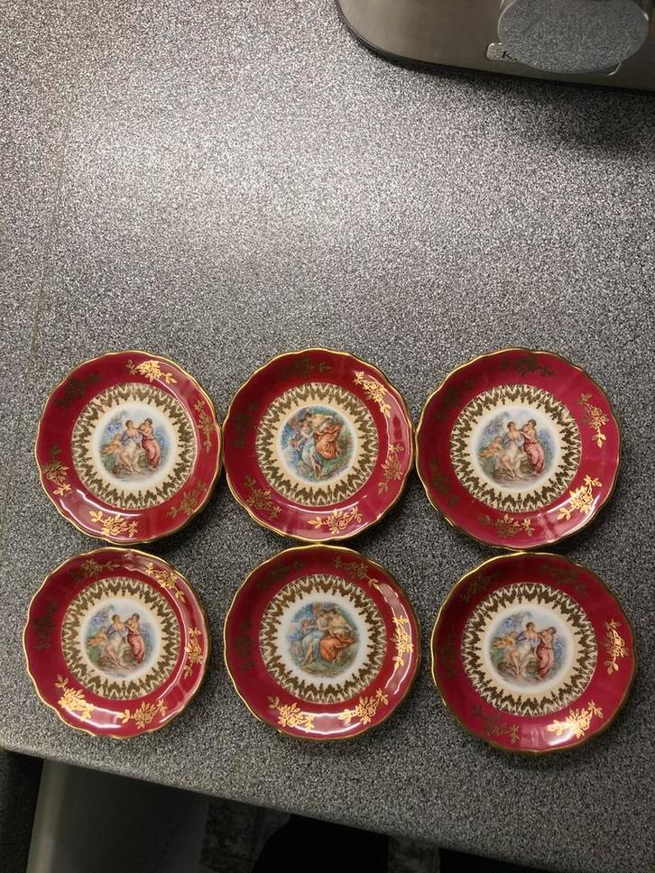 6 prachtige schoteltjes Fragonard, Duitsland, decor Barok, Antiek en Kunst, Curiosa en Brocante, Ophalen of Verzenden