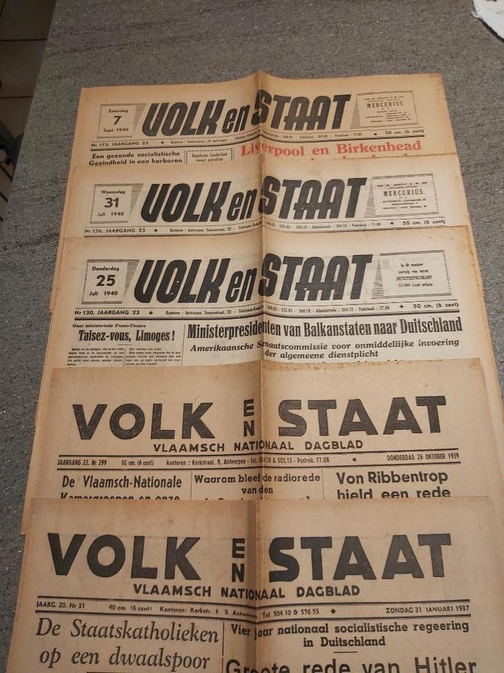Vlaanderen Krant Oorlog Volk Staat Brans Antwerpen VNV DMS, Verzamelen, Tijdschriften, Kranten en Knipsels, Krant, 1940 tot 1960