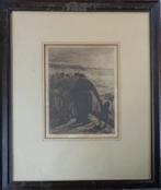 EUGENE LAERMANS / LE SOIR / ZW-W ETS / 50x42cm / KADER 1891, Antiek en Kunst, Ophalen of Verzenden