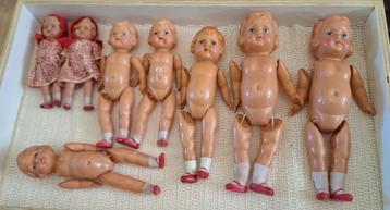8 poppetjes van celluloid in 1 koop, new old stock! beschikbaar voor biedingen