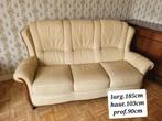 Lederen lounge 3+1, beige, 150 tot 200 cm, Rechte bank, Gebruikt, Hout