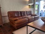 Stijlvolle bruin lederen 3-zits te koop, Ophalen, Gebruikt, Leer, 75 tot 100 cm