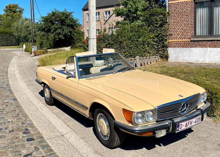 Mercedes 450 SL 1976, Auto's, Mercedes-Benz, Particulier, SL, Benzine, Cabriolet, 2 deurs, Automaat, Overige kleuren, Beige, Kunstmatig leder