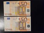 2x 50 euro Europa set 2002 jaar, Postzegels en Munten, Bankbiljetten | Europa | Eurobiljetten, Ophalen of Verzenden, 50 euro, Setje