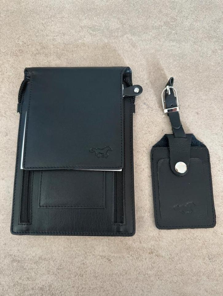 Nektas en bagagelabel - Nieuw - Leer, Handtassen en Accessoires, Portemonnees, Nieuw, Zwart, Leder, Ophalen of Verzenden