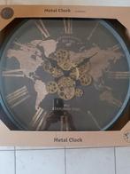 Zwarte wandklok wereld 55 cm diameter nieuw, Ophalen, Zo goed als nieuw, Wandklok