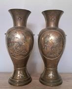 Oude Japanse bronzen vazen uit de Meiji-periode, Antiek en Kunst, Ophalen of Verzenden, Brons