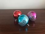Retro vintage set van 3 kerstballen kerst ballen bollen, Diversen, Kerst, Ophalen of Verzenden, Gebruikt