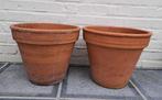 2 pots de fleurs français identiques en terre cuite diamètre, 25 à 40 cm, Intérieur, Terracotta, Rond
