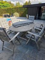 Teak tuinset met kussens erbij en 6 stoelen, Tuin en Terras, Ophalen, Zo goed als nieuw, Tuinset