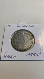 Duitsland 5 Mark 1951 j zilver, Timbres & Monnaies, Monnaies | Europe | Monnaies non-euro, Enlèvement ou Envoi, Argent, Allemagne