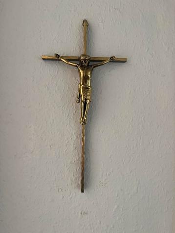 Vintage metalen messing kruisbeeld -wanddecoratie, Enlèvement ou Envoi