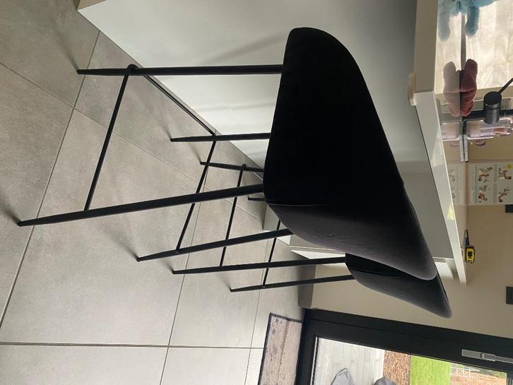 Barkrukken velvet zwart, Huis en Inrichting, Barkrukken, Gebruikt, 60 tot 90 cm, Metaal, 2 krukken, Ophalen