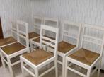 7  Stevige keukenstoelen in beuk + rieten zitting, Huis en Inrichting, Ophalen