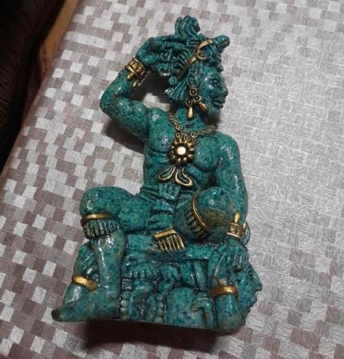 Vintage Azteekse krijger - Maya composiet Malachiet /steen, Verzamelen, Beelden en Beeldjes, Zo goed als nieuw, Ophalen of Verzenden