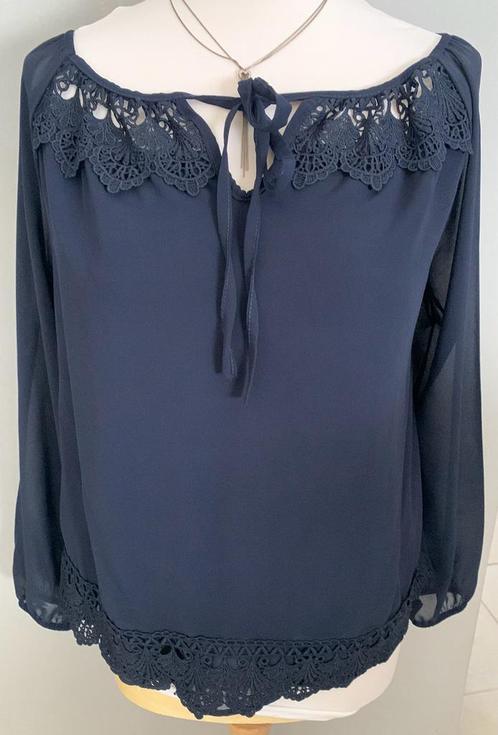 Terra Di Siena fraaie blouse met kant NIEUWSTAAT, Kleding | Dames, Blouses en Tunieken, Zo goed als nieuw, Maat 42/44 (L), Blauw