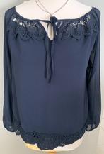 Terra Di Siena belle blouse avec dentelle, Comme neuf, Bleu, Terra Di Siena, Taille 42/44 (L)