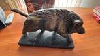 Sculpture bronze sanglier sur marbre – style art animalier, Ophalen of Verzenden