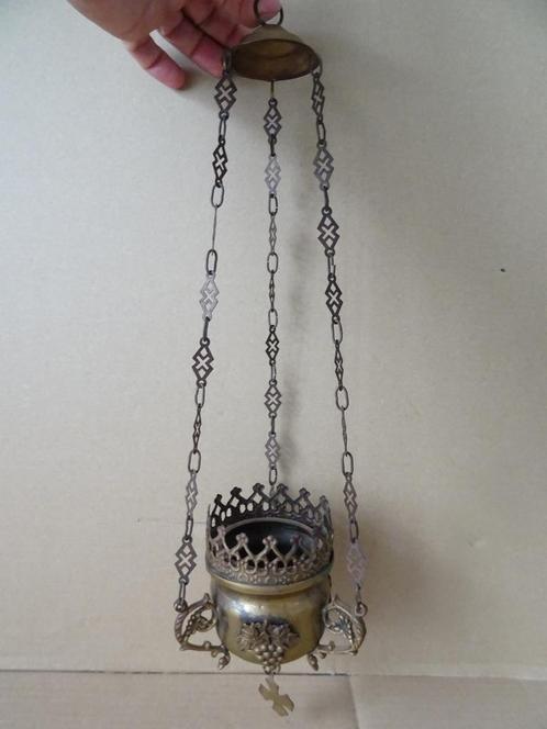 Antiek wierookvat antieke koperen wierooklamp kerk 45cm 1850, Antiek en Kunst, Antiek | Religieuze voorwerpen, Ophalen of Verzenden