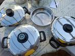 set van 4 grote kookpotten, Enlèvement ou Envoi, Utilisé, Inox, Casserole ou Cocotte-minute