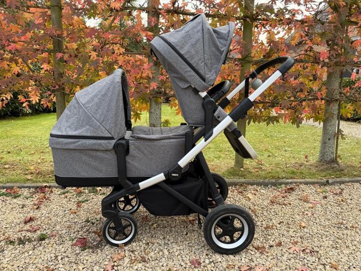 Dubbele kinderwagen - Thule sleek - incl ALLE accessoires, Kinderen en Baby's, Kinderwagens en Combinaties, Zo goed als nieuw