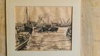 Houtskooltekening Casimir Heymans , Schelde 1939, Antiek en Kunst, Ophalen of Verzenden