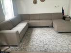 Beige grijs kleurige L-vormige zetel ruime hoekbank, Huis en Inrichting, Ophalen, Gebruikt, Stof