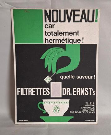 Plaque publicitaire 1965 Filtres à thé Dr. Ernst's