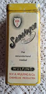 Oud geel blikje Sanatogen, ( zenuw ) versterkend middel, Antiek en Kunst, Curiosa en Brocante, Ophalen of Verzenden