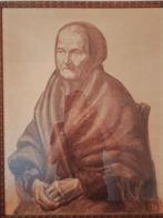 Kader met houtskool figuur, Antiek en Kunst, Ophalen