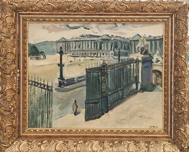 Olieverf op paneel: Parijs van Paul Renard (1930—1992), Antiek en Kunst, Kunst | Schilderijen | Klassiek, Ophalen