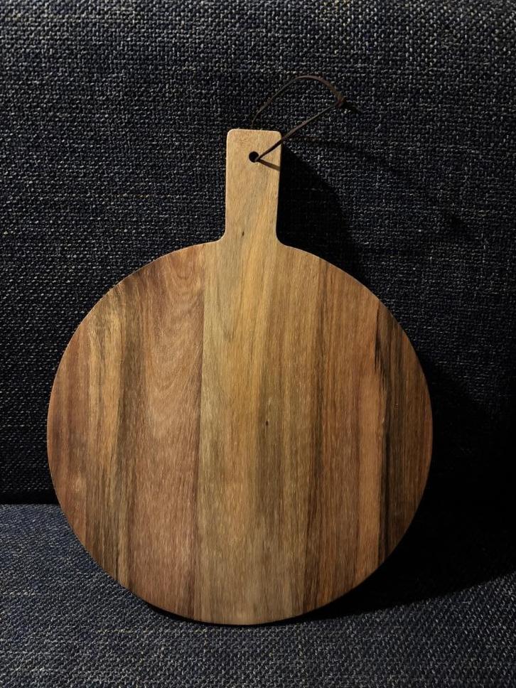 Houten serveerplank borrelplank rond 30 cm met handgreep, Huis en Inrichting, Keuken | Keukenbenodigdheden, Nieuw, Ophalen of Verzenden