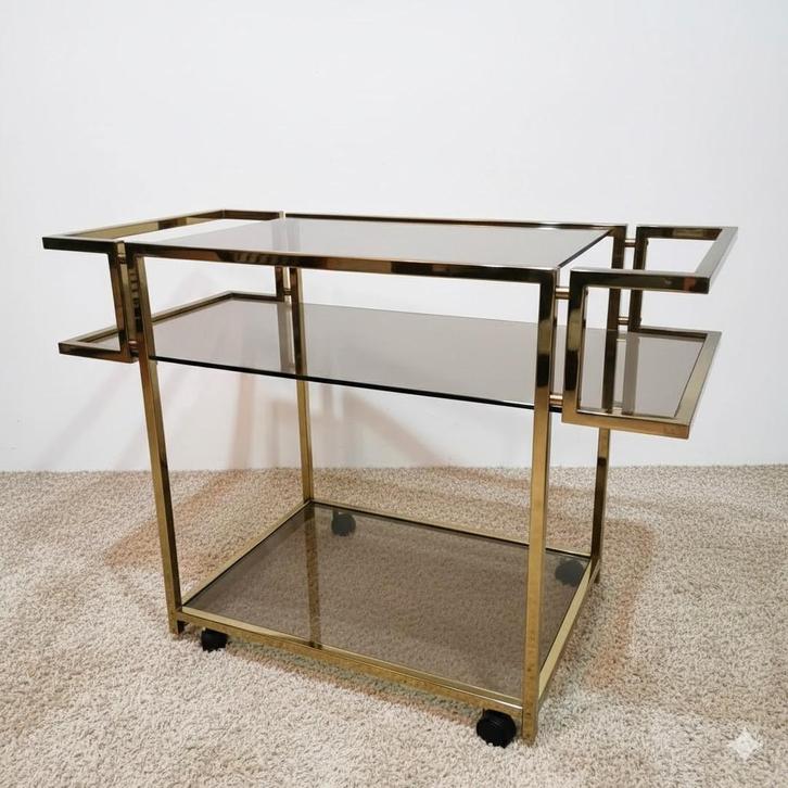 trolley, Huis en Inrichting, Tafels | Sidetables, Zo goed als nieuw, Glas, Ophalen