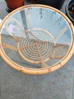 Rotan salontafel met glas, Huis en Inrichting, Ophalen, Gebruikt, Glas