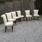 6 chaises en simili cuir art déco, Gebruikt, Wit, Eén, Hout