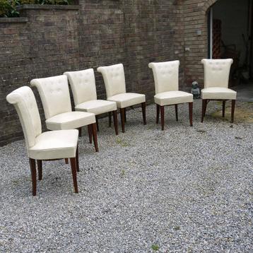 6 chaises en simili cuir art déco