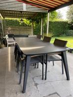 Terrastafel tuintafel Allibert + 6 stapelbare terrasstoelen, Ophalen, Gebruikt, Rechthoekig, Kunststof