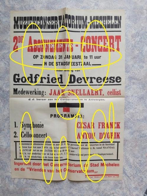 Mechelen Antwerpen Affiche Poster Document Concert, Verzamelen, Posters, Zo goed als nieuw, Overige onderwerpen, Verzenden