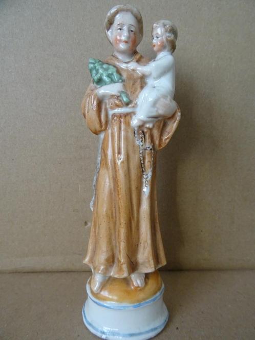 Antiek beeld Heilige Antonius en Jezus porselein 16cm 1850, Antiek en Kunst, Antiek | Religieuze voorwerpen, Ophalen of Verzenden
