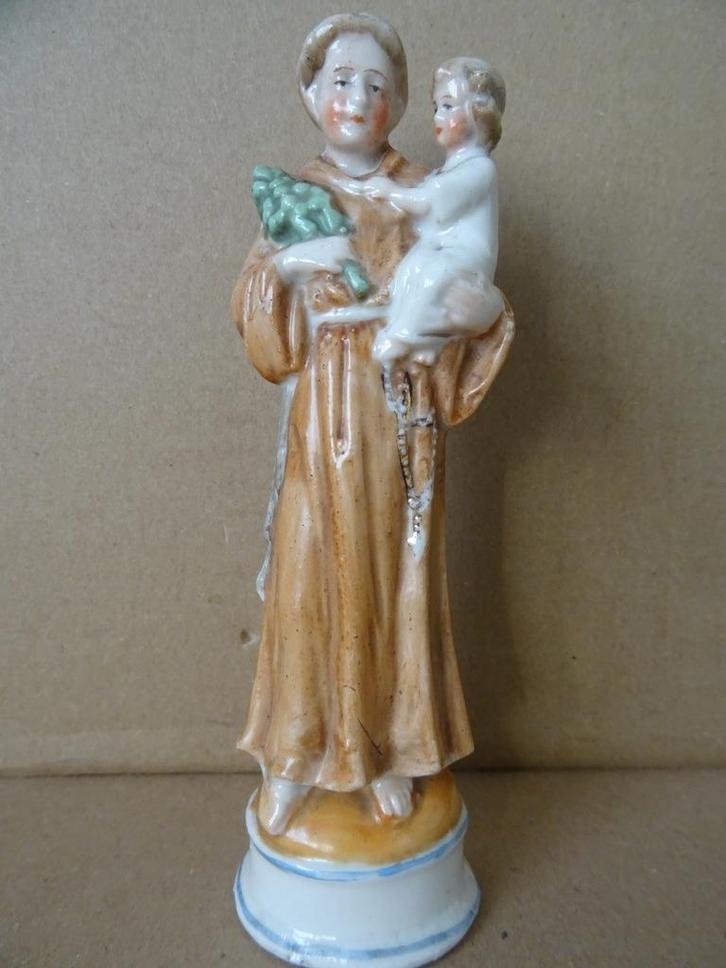 Antiek beeld Heilige Antonius en Jezus porselein 16cm 1850, Antiek en Kunst, Antiek | Religieuze voorwerpen, Ophalen of Verzenden