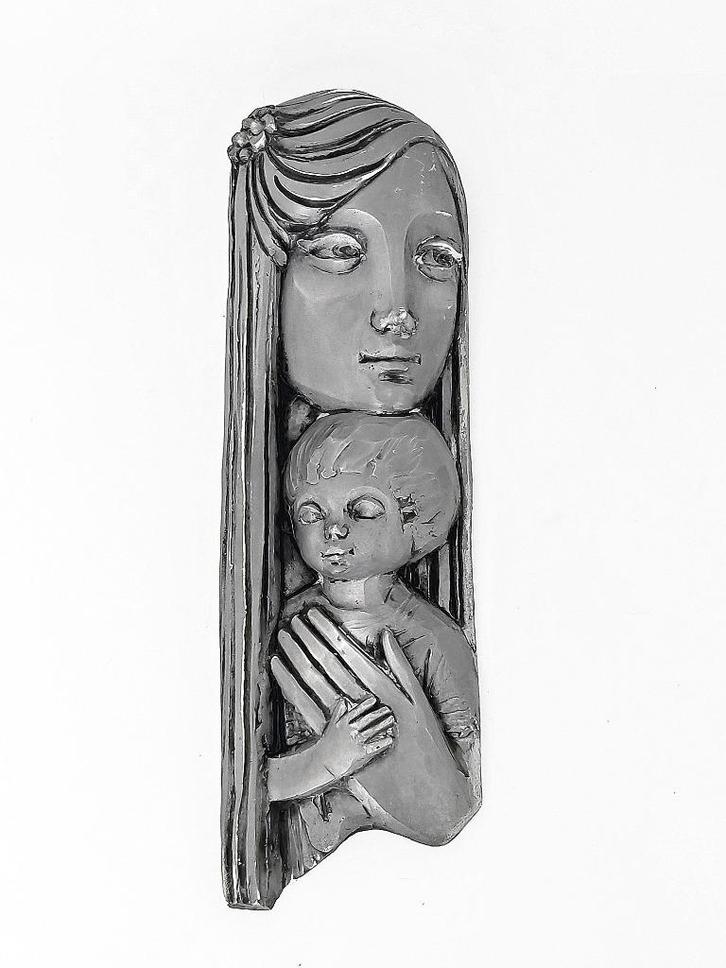 wandsculptuur Moeder met kind, Verzamelen, Retro, Huis en Inrichting, Ophalen of Verzenden