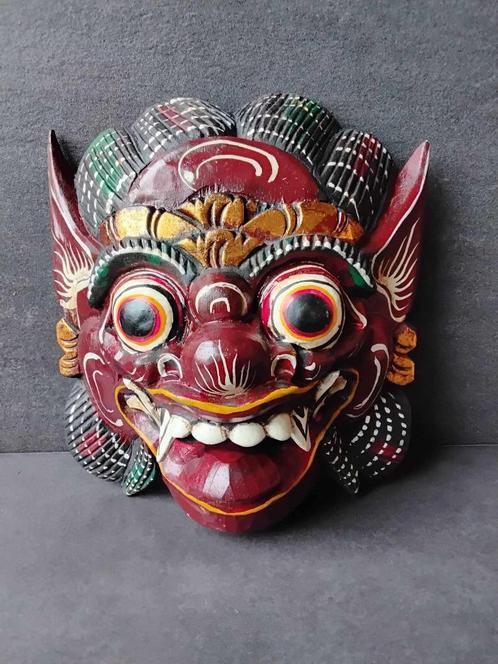 Barong-masker/Indonesië/Bali/handgemaakt/Bordeaux, Huis en Inrichting, Woonaccessoires | Wanddecoraties, Ophalen of Verzenden