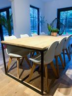 Industriële tafel met stalen onderstel, Huis en Inrichting, Tafels | Eettafels, 200 cm of meer, 100 tot 150 cm, Modern, Gebruikt